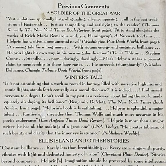 Memoir from Antproof Case by Mark Helprin Hardcover Book - Picture 6 of 13